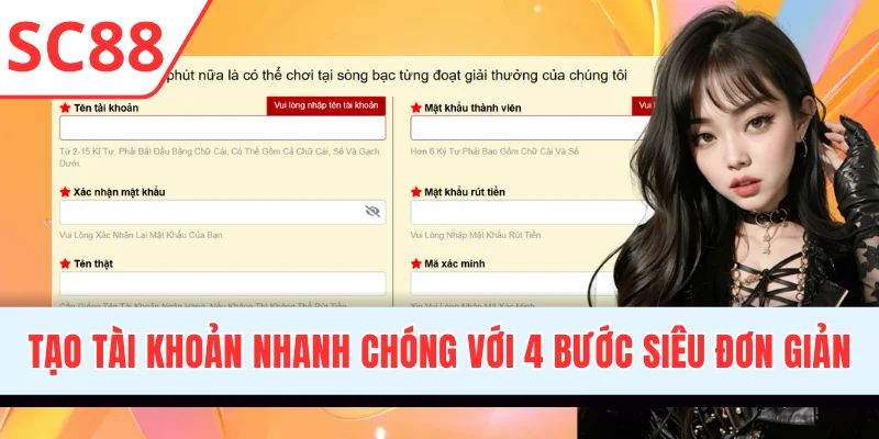 Tạo tài khoản nhanh chóng với 4 bước siêu đơn giản